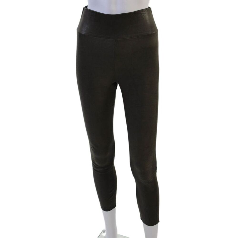 SPRWMN Womens Capri Leggings Black 100% Lamb Designer Size M